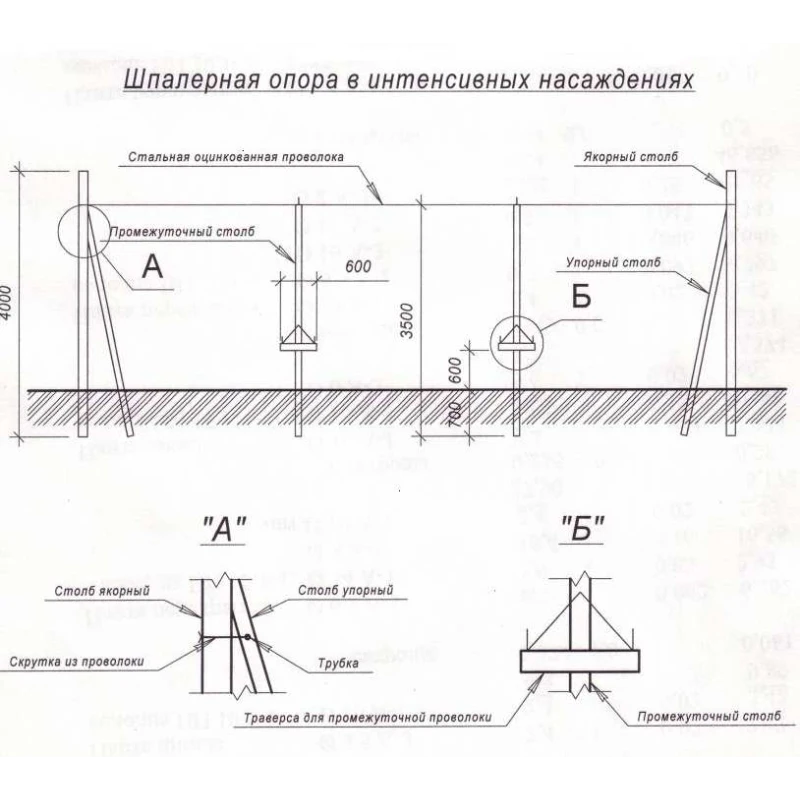 Столбик железобетонный для виноградарства, садоводства и ограждений С-4 (8х8,5)